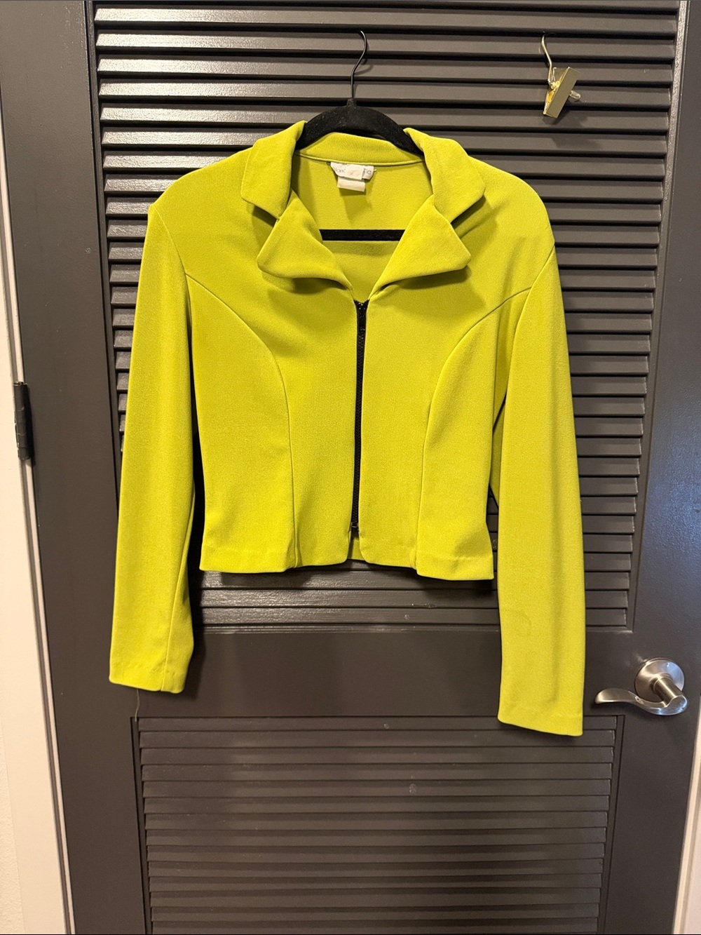 Women's Lime Green Zip-Front Cropped Jacket